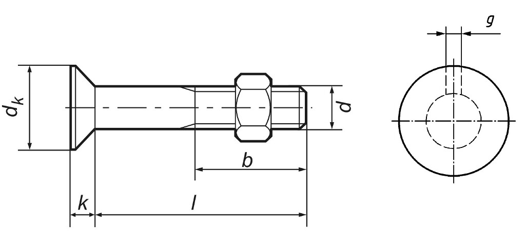 DIN 604  M 16 x  45  with nut  4.6